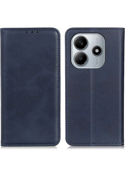 Xiaomi Redmi Note 14 4G Kılıf Bölünmüş Deri Flip Cüzdan Telefon Kapağı-Mavi (Yurt Dışından)