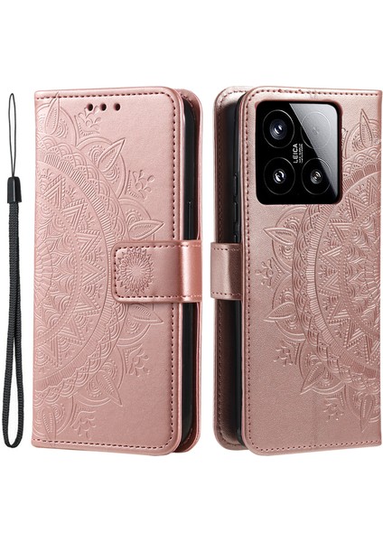 Xiaomi 15 Kılıf Baskılı Totem Pu Deri Cüzdan Telefon Kapağı-Gül Altın Için (Yurt Dışından)
