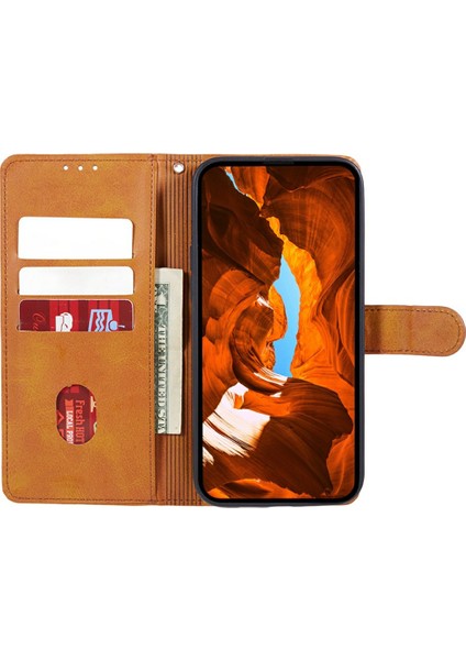 Xiaomi Poco C75 4G-Redmi 14R 5G-14C 4G Kılıf Pu Deri Cüzdan Koruyucu Telefon Kapağı Buzağı Doku-Haki (Yurt Dışından)