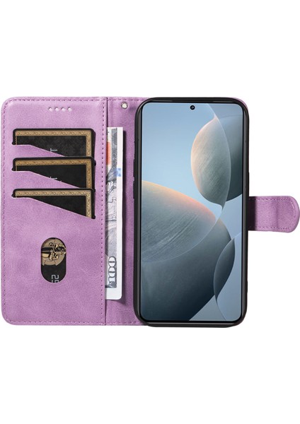 Xiaomi 14T Kılıf Kapaklı Cüzdan T-Şekil Hatları Deri Telefon Kapağı-Mor Için (Yurt Dışından) fiyatları