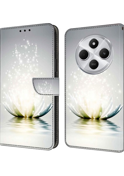 Xiaomi Redmi 14C 4G-14R 5G-Poco C75 4G 3D Desen Pu Deri Cüzdan Telefon Kılıfı Stand-Lotus İle Telefon Kılıfı (Yurt Dışından)
