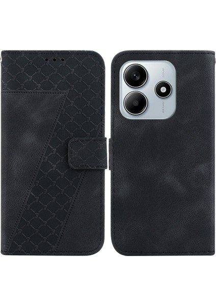 Xiaomi Redmi Note 14 5G-14 4G 7 Şekilli Desen Baskı Deri Telefon Kapağı-Siyah (Yurt Dışından)