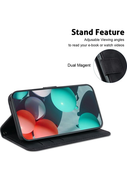Xiaomi Redmi Note 14 5G-14 4G 7 Şekilli Desen Baskı Deri Telefon Kapağı-Siyah (Yurt Dışından)