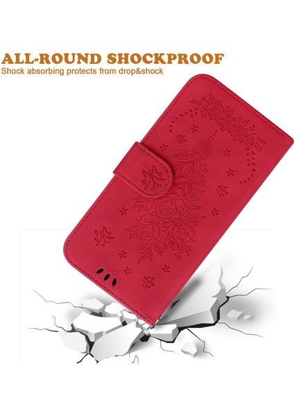 Xiaomi Redmi Note 14 Pro 5G Kılıf Pu Deri Cüzdan Telefon Kapağı Çiçek Baskı-Kırmızı Için (Yurt Dışından)