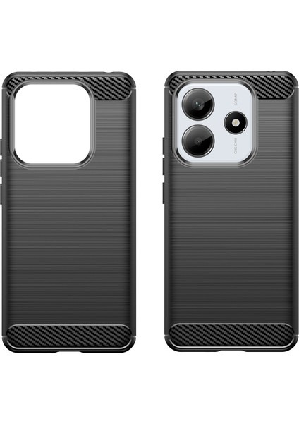 Xiaomi Redmi Note 14 5G Kılıf Karbon Fiber Doku Tpu Fırçalanmış Telefon Kapağı-Siyah (Yurt Dışından)