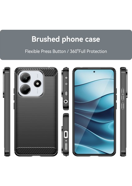 Xiaomi Redmi Note 14 5G Kılıf Karbon Fiber Doku Tpu Fırçalanmış Telefon Kapağı-Siyah (Yurt Dışından)