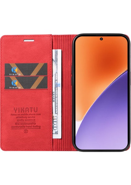 Xiaomi 15 Kılıf Deri Cilt-Dokunmatik Telefon Kapağı Için Manyetik Otomatik Emilmiş-Kırmızı (Yurt Dışından) fiyatları