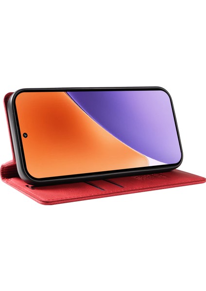 Xiaomi 15 Kılıf Deri Cilt-Dokunmatik Telefon Kapağı Için Manyetik Otomatik Emilmiş-Kırmızı (Yurt Dışından) modelleri