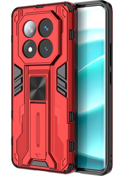 Xiaomi Redmi Note 14 Pro+ 5G Kılıf Pc+Tpu Standlı Darbeye Dayanıklı Telefon Kılıfı-Kırmızı (Yurt Dışından)