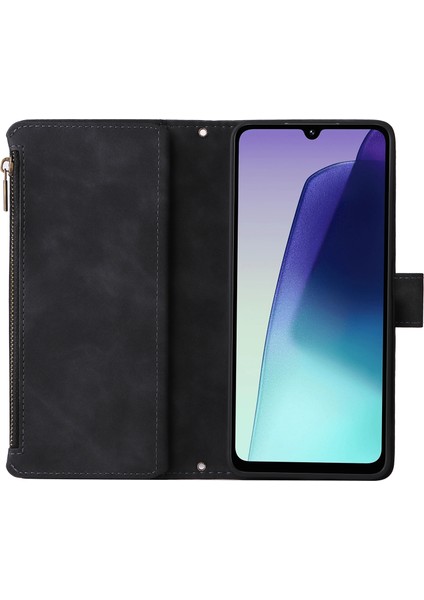 Xiaomi Poco C75 4G-Redmi 14R 5G-14C 4G Kılıf Fermuar Cüzdan Çoklu Kart Yuvaları Deri Telefon Kapağı-Siyah (Yurt Dışından)