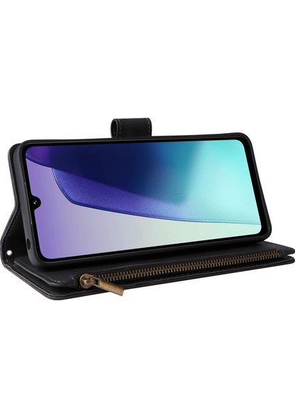 Xiaomi Poco C75 4G-Redmi 14R 5G-14C 4G Kılıf Fermuar Cüzdan Çoklu Kart Yuvaları Deri Telefon Kapağı-Siyah (Yurt Dışından)