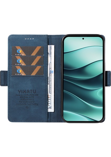 Xiaomi Redmi Için Not 14 Pro 5G-Not 14 Pro+ 5G Kılıf Pu Deri Cüzdan Telefon Kapağı Cilt Dokunmatik Duygu-Mavi (Yurt Dışından)
