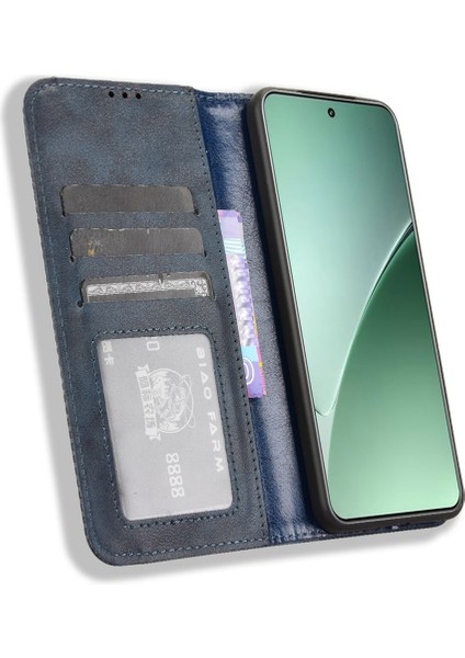 Xiaomi 15 Pro Cüzdan Retro Dokulu Telefon Kılıfı-Mavi (Yurt Dışından)