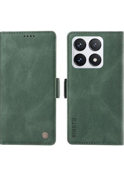 Xiaomi 14T Pro Kılıf Pu Deri Cüzdan Telefon Kapağı Cilt Dokunmatik Duygu-Yeşil Için (Yurt Dışından)