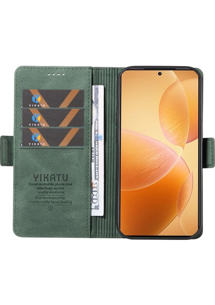 Xiaomi 14T Pro Kılıf Pu Deri Cüzdan Telefon Kapağı Cilt Dokunmatik Duygu-Yeşil Için (Yurt Dışından)