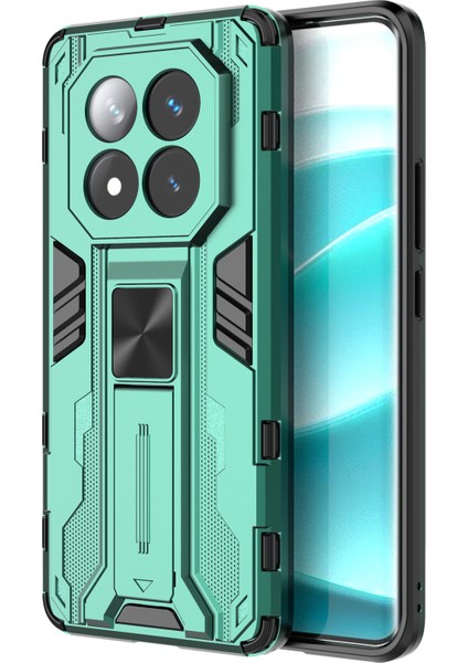 Xiaomi Redmi Note 14 Pro+ 5G Kılıf Pc+Tpu Standlı Darbeye Dayanıklı Telefon Kılıfı-Yeşil (Yurt Dışından)