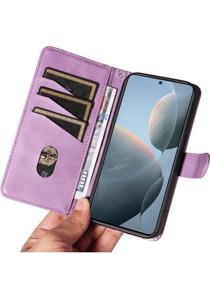 Xiaomi 14T Kılıf Kapaklı Cüzdan T-Şekil Hatları Deri Telefon Kapağı-Mor Için (Yurt Dışından) indirimleri