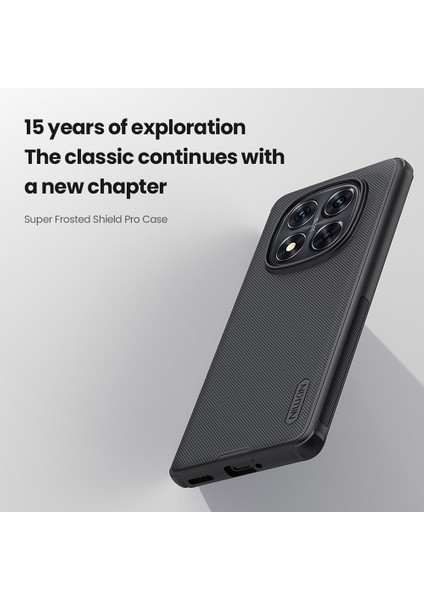 Nıllkın Frosted Shield Pro Xiaomi Redmi Note 14 Pro+ 5G Kılıf Mat Pc+Tpu Telefon Kapağı-Siyah (Yurt Dışından)