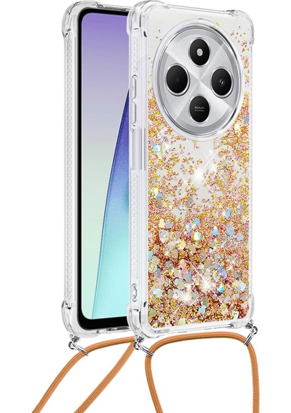 Xiaomi Redmi Için 14R 5G-Xiaomi Poco C75 4G-Xiaomi Redmi 14C 4G Kılıf Quicksand Tpu Telefon Kapağı-Altın-Kalpler (Yurt Dışından) modelleri