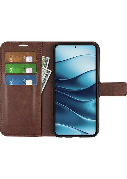 Xiaomi Redmi Note 14 5G-14 4G Çizilmez Buzağı Dokulu Deri Telefon Kapağı-Kahverengi (Yurt Dışından) modelleri