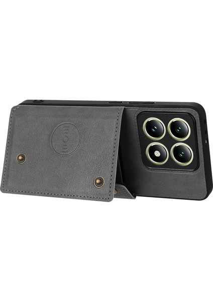Xiaomi 14T Kılıf Kart Yuvaları Deri+Tpu Telefon Kapağı-Gri (Yurt Dışından) fırsatları