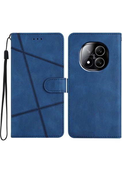Xiaomi Redmi Note 14 Pro 5G Kılıf Için Crazy Horse Doku Pu Deri Cüzdan Telefon Kapağı-Mavi (Yurt Dışından)