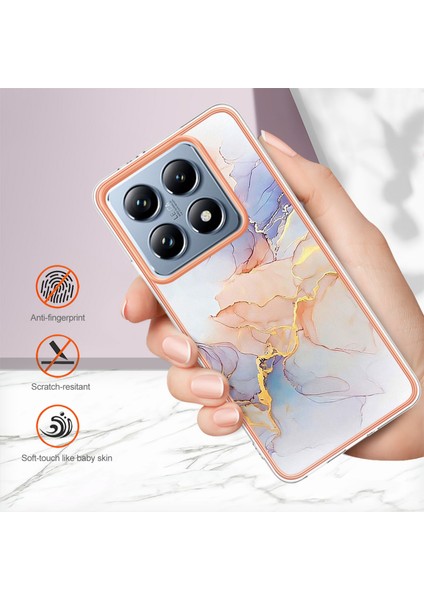 Xiaomi 14T Pro Kılıf Yb Imd Serisi-1 Stil-A Imd Mermer Çiçek Desenli Tpu Telefon Kapağı-Samanyolu Mermer Beyaz (Yurt Dışından) modelleri