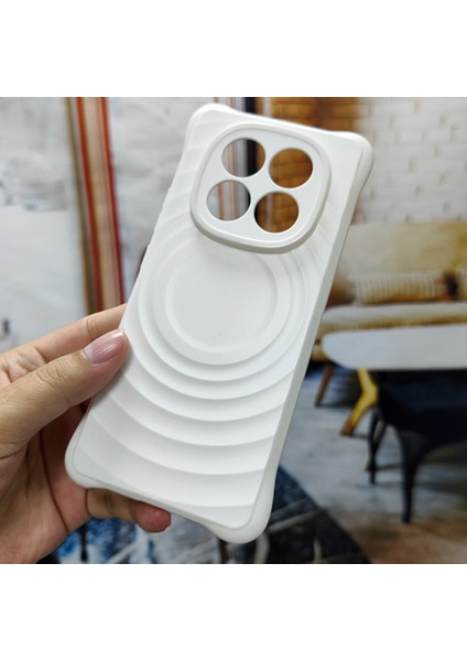 Xiaomi Redmi Için Not 14 Pro+ 5G Kılıf Su Damlası Doku Kaymaz Mat Tpu Kapak-Mat Beyaz (Yurt Dışından)
