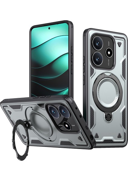 Xiaomi Redmi Note 14 5G Kılıf Magsafe Askeri Koruma Pc+Tpu Telefon Kapağı İle Uyumlu-Gri (Yurt Dışından)
