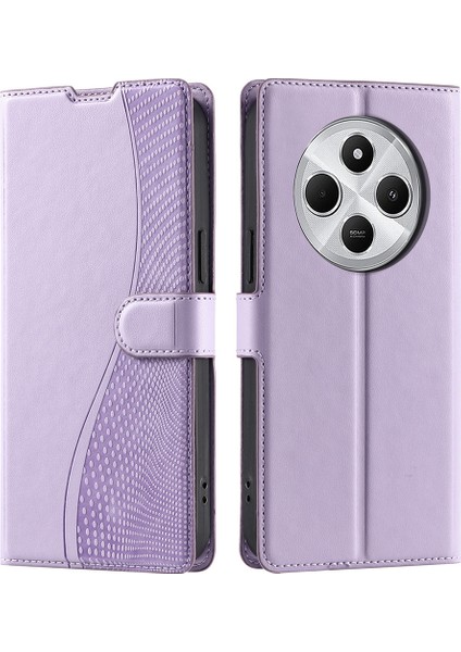 Xiaomi Poco C75 4G-Redmi 14R 5G-14C 4G Nokta Baskılı Telefon Kapağı, Kart Yuvalı, Kayış-Mor (Yurt Dışından)