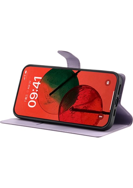 Xiaomi Poco C75 4G-Redmi 14R 5G-14C 4G Nokta Baskılı Telefon Kapağı, Kart Yuvalı, Kayış-Mor (Yurt Dışından)