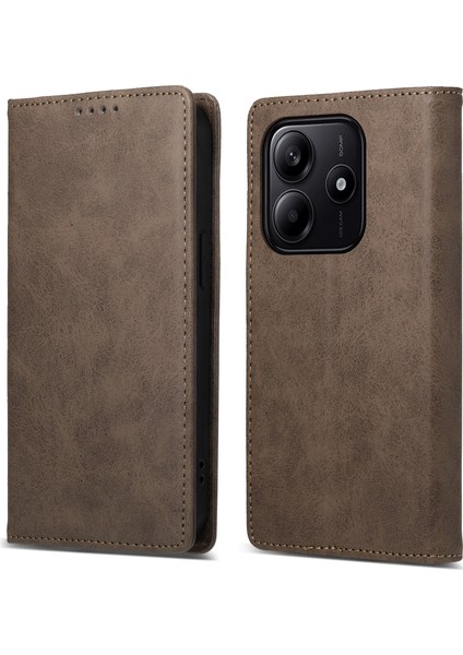 Df-05 Xiaomi Redmi Note 14 5G-14 4G Cüzdan Kılıf Rfıd Engelleme Pu Deri Telefon Kapağı-Kahverengi (Yurt Dışından)