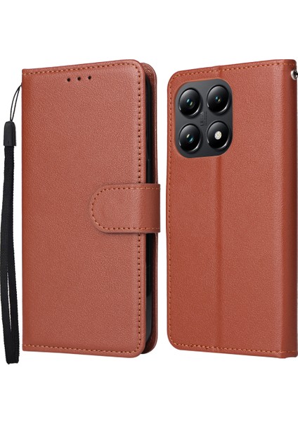 Xiaomi 14T Kılıf Cüzdan Görünümü Için Pu Deri Telefon Kapağı-Kahverengi (Yurt Dışından)