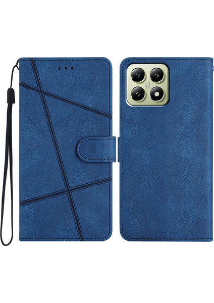 Xiaomi 14T Kılıf Crazy Horse Doku Pu Deri Cüzdan Telefon Kapağı-Mavi Için (Yurt Dışından)