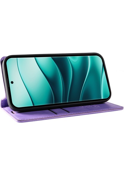 Xiaomi Redmi Için Not 14 Pro 5G-14 Pro+ 5G Kılıf Cüzdan Litchi Tahıl Deri Telefon Kapağı Manyetik Otomatik Emilmiş-Mor (Yurt Dışından)