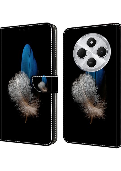 Xiaomi Redmi Için Telefon Kılıfı 14C 4G-14R 5G-Poco C75 4G 3D Desen Pu Deri Cüzdan Telefon Kapağı Standı-Iki Tüylü (Yurt Dışından)