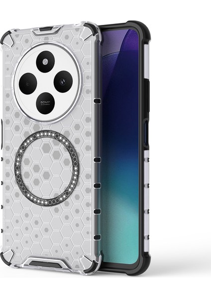 Xiaomi Poco C75 4G-Redmi 14R 5G-14C 4G Kılıf Magsafe Petek Tasarımı İle Uyumlu Tpu + Pc Telefon Kapağı-Şeffaf (Yurt Dışından)