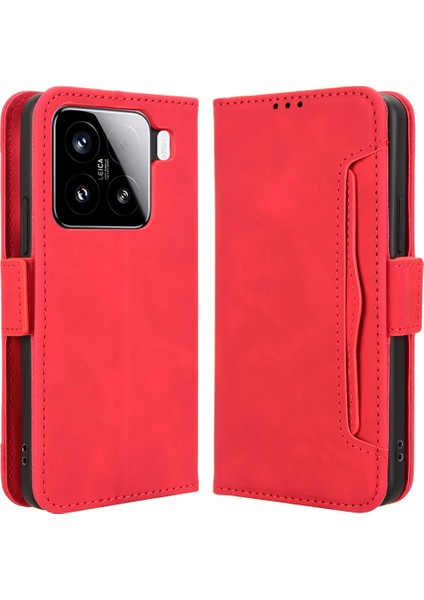 Xiaomi 15 Çoklu Kart Yuvalı Telefon Cüzdan Kılıfı-Kırmızı (Yurt Dışından)