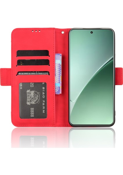 Xiaomi 15 Çoklu Kart Yuvalı Telefon Cüzdan Kılıfı-Kırmızı (Yurt Dışından) fırsatları