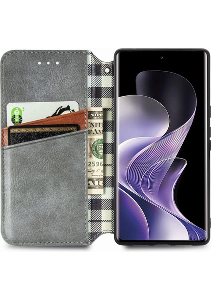 Xiaomi Redmi Note 14 Pro 5G Kılıf Pu Deri Cüzdan Telefon Kapağı-Gri (Yurt Dışından)