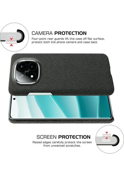 Xiaomi Redmi Note 14 Pro+ 5G Telefon Kılıfı Kumaş Dokusu Çizilmez Koruyucu Pc Arka Kapak-Siyah Için (Yurt Dışından) modelleri