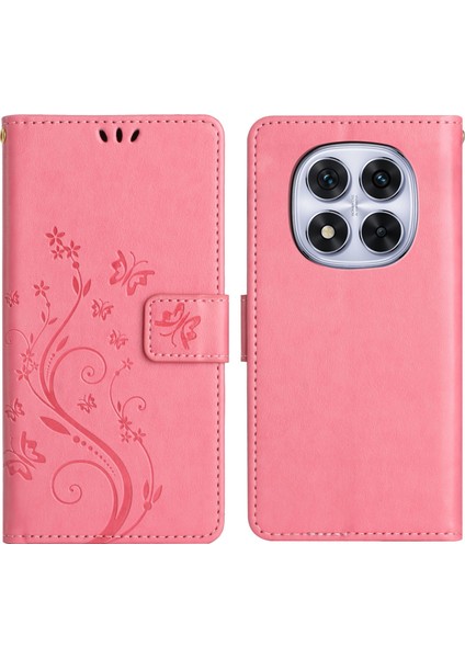 Xiaomi Redmi Note 14 Pro 5G Kılıf Pu Deri Telefon Cüzdan Kılıfı Askı-Pembe (Yurt Dışından)