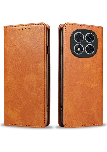 Xiaomi Redmi Note 14 Pro 5G Kılıf Için Güçlü Manyetik Pu Deri Telefon Kapağı Buzağı Dokusu-Haki (Yurt Dışından)