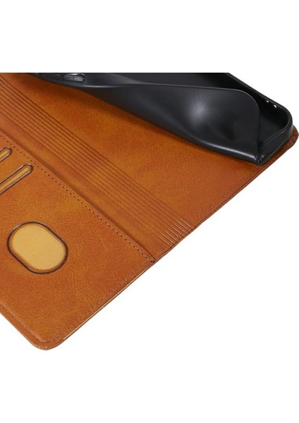 Xiaomi Redmi Note 14 Pro 5G Kılıf Için Güçlü Manyetik Pu Deri Telefon Kapağı Buzağı Dokusu-Haki (Yurt Dışından)