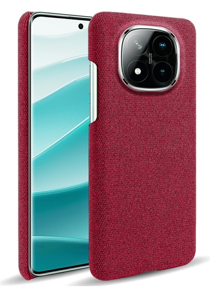 Xiaomi Redmi Note 14 Pro+ 5G Telefon Kılıfı Kumaş Dokusu Çizilmez Koruyucu Pc Arka Kapak-Kırmızı (Yurt Dışından)