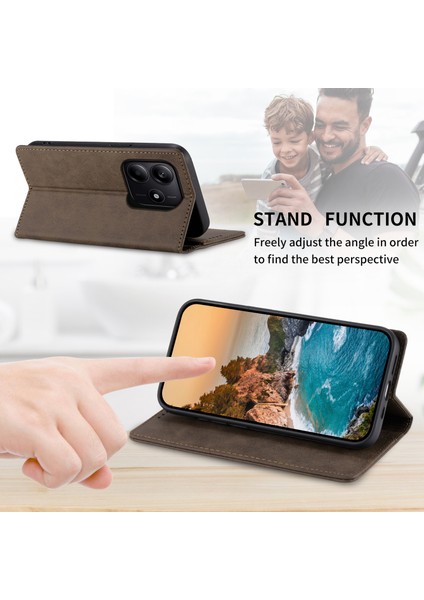 Df-05 Xiaomi Redmi Note 14 5G-14 4G Cüzdan Kılıf Rfıd Engelleme Pu Deri Telefon Kapağı-Kahverengi (Yurt Dışından) modelleri
