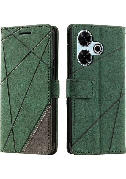 Xiaomi Redmi 13 5G-4G-Poco M6 4G-Redmi Note 13R 5G Ekleme Cüzdan Telefon Kapağı-Yeşil (Yurt Dışından)