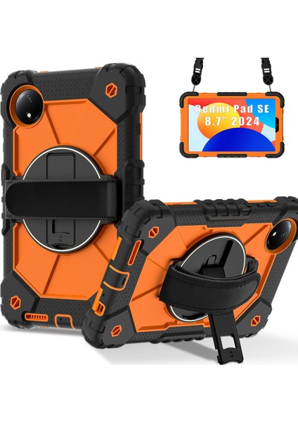 Xiaomi Redmi Pad Se 4G 8.7 Inç Kılıf Silikon+Pc Tablet Kılıfı, Kullanışlı Askı-Siyah-Turuncu (Yurt Dışından) fiyatları