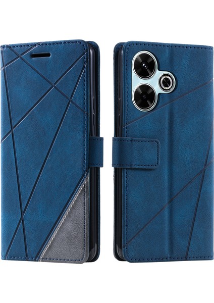 Xiaomi Redmi 13 5G-4G-Poco M6 4G-Redmi Note 13R 5G Ekleme Cüzdan Telefon Kapağı-Mavi Için (Yurt Dışından)