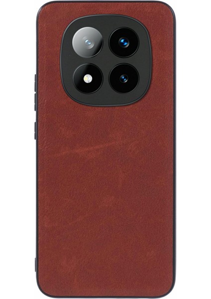 Xiaomi Redmi Note 14 Pro+ 5G Kılıf Retro Deri Kaplamalı Pc+Tpu Telefon Kapağı-Kahverengi (Yurt Dışından)